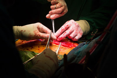 Close-up of hands working