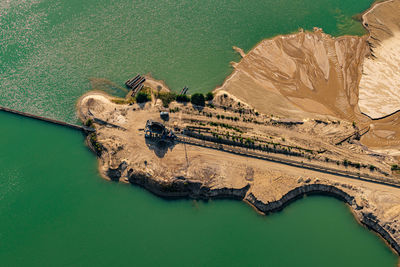 High angle view of boat in lake