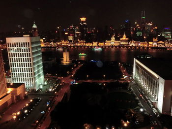 City lit up at night