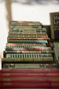 Stack of books on table