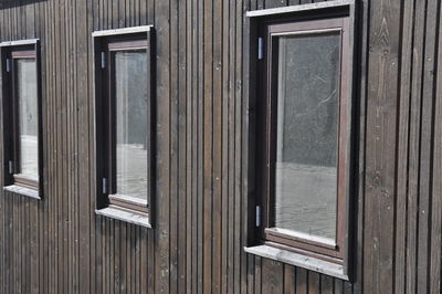 Full frame shot of closed wooden door of building