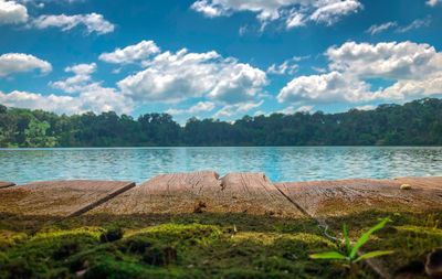 Scenic view of lake against sky