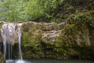 Scenic view of waterfall