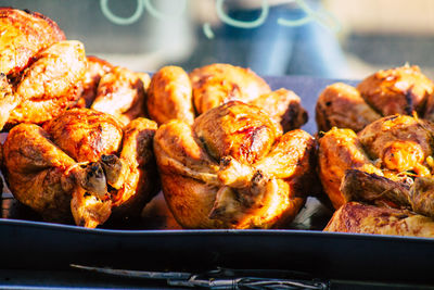 High angle view of food in tray