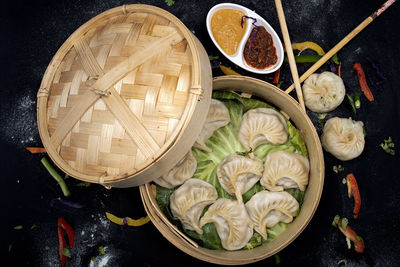 High angle view of food on table