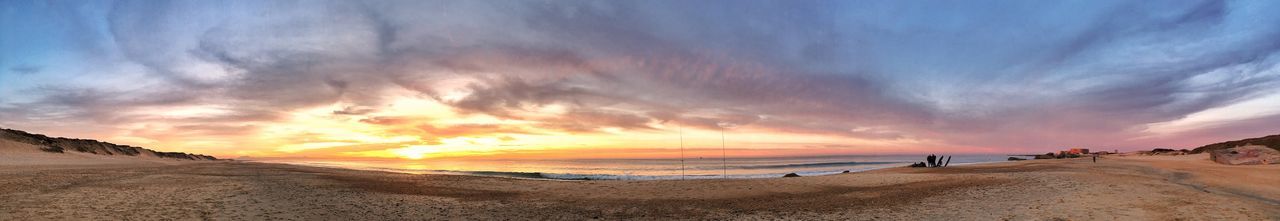 Panoramic view of beach against dramatic sky