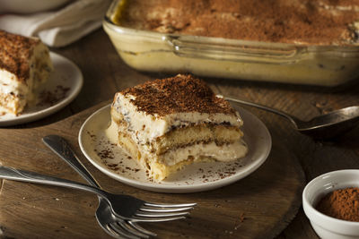 Close-up of dessert in plate on table