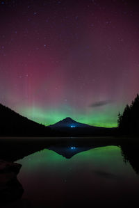Scenic view of lake against sky at night