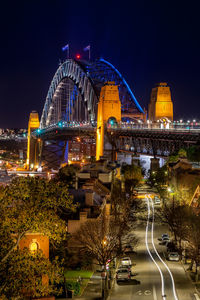 Illuminated buildings in city at night