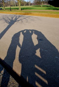 Shadow of people on road