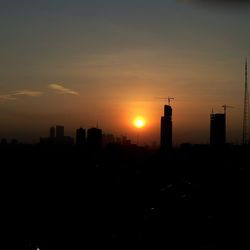 View of cityscape at sunset