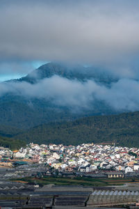 High angle view of townscape against sky