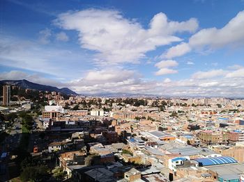 High angle view of cityscape against sky