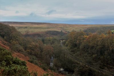 Scenic view of landscape against sky during autumn