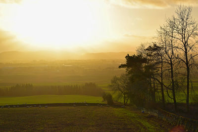 Scenic view of landscape against sky during sunset