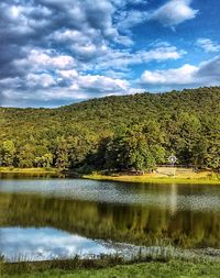 Scenic view of lake against sky