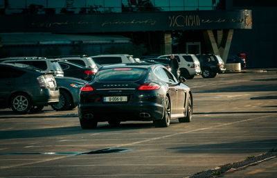 Cars on road in city