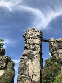 Low angle view of rock formation against sky