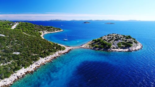 High angle view of sea against sky