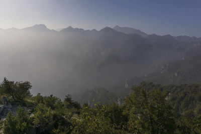 Scenic view of mountains against sky