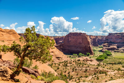 View of rock formations in desert