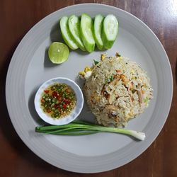 Directly above shot of meal served in plate