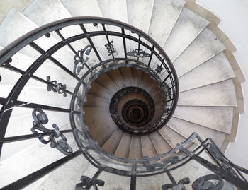 High angle view of spiral stairs