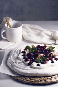 Close-up of dessert on table