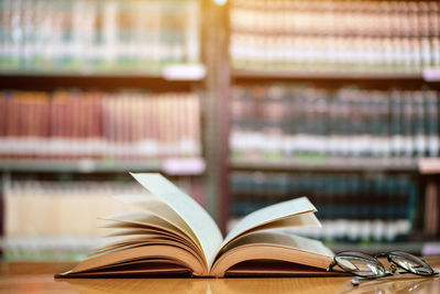 Close-up of open book on table