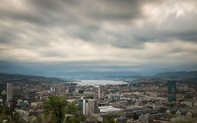 High angle view of townscape against sky