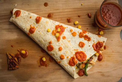 Close-up of pizza on table