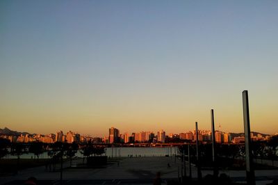 View of city at sunset