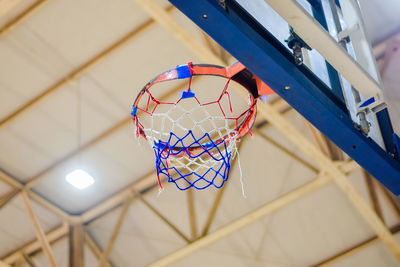 Low angle view of basketball hoop