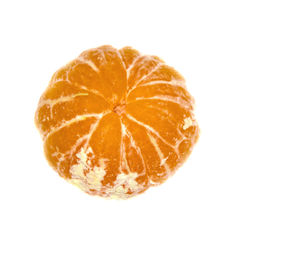 Directly above shot of orange slice over white background
