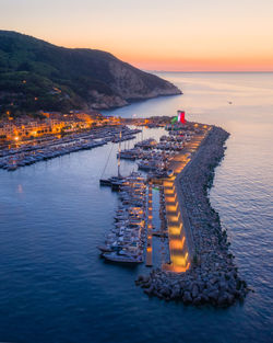 Scenic view of sea against sky at sunset