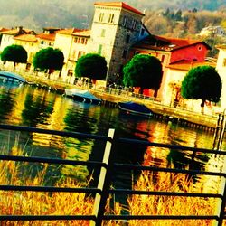Reflection of buildings in water