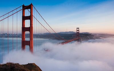 Suspension bridge over sea