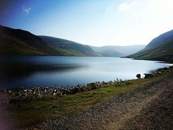 Scenic view of lake against sky