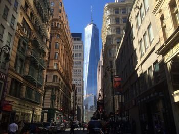 People walking on city street