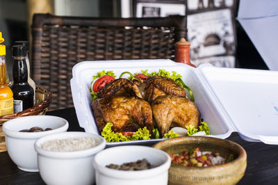 Close-up of food on table