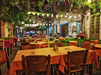 Empty chairs and tables restaurant 