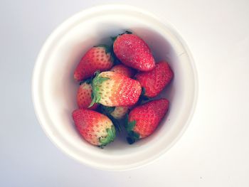 Directly above shot of strawberries in bowl