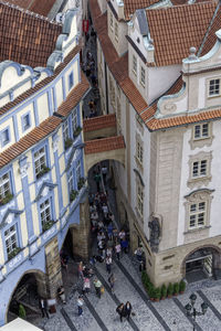 High angle view of buildings in city