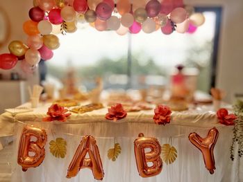 Defocused image of baby shower decoration 