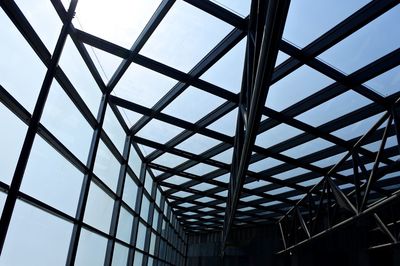 Low angle view of ceiling against clear sky