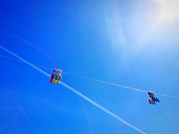 Low angle view of kite against clear sky