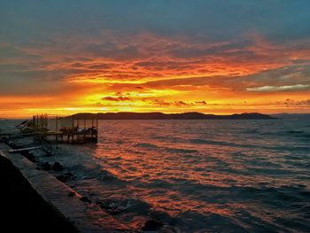 Scenic view of sunset over sea