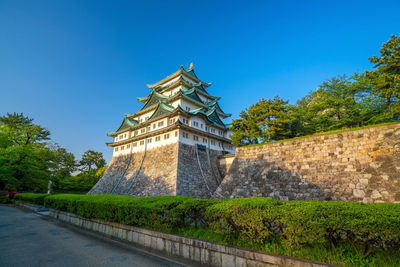 View of historical building against clear blue sky