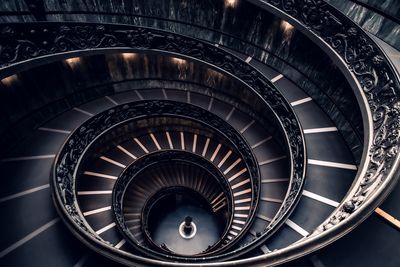 Directly below shot of spiral staircase