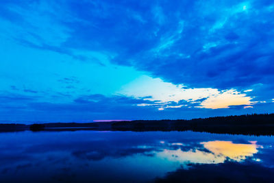 Reflection of clouds in calm lake